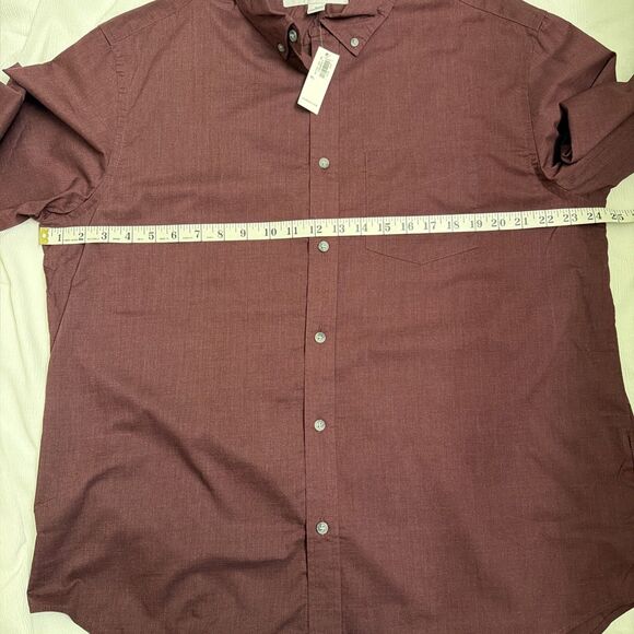 Old Navy Men Button Down Shirt Maroon XL Long Sleeve Regular Fit Everyday PREPPY - Picture 3 of 5